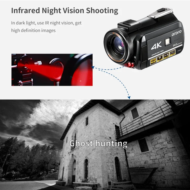 AC3 4K UHD Professional Ghost Hunting IR Light Night Vision WIFI Digital Video Camera