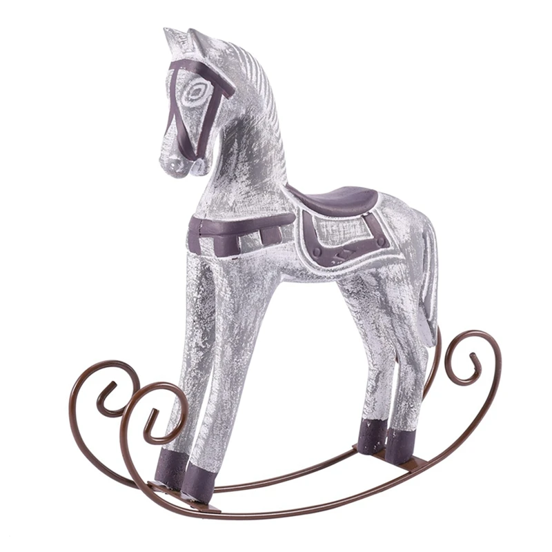 

Modern Europe Style Trojan Horse Statue Wedding Decor Wood Horse Retro Home Decoration Accessories Rocking Horse Ornament Gifts