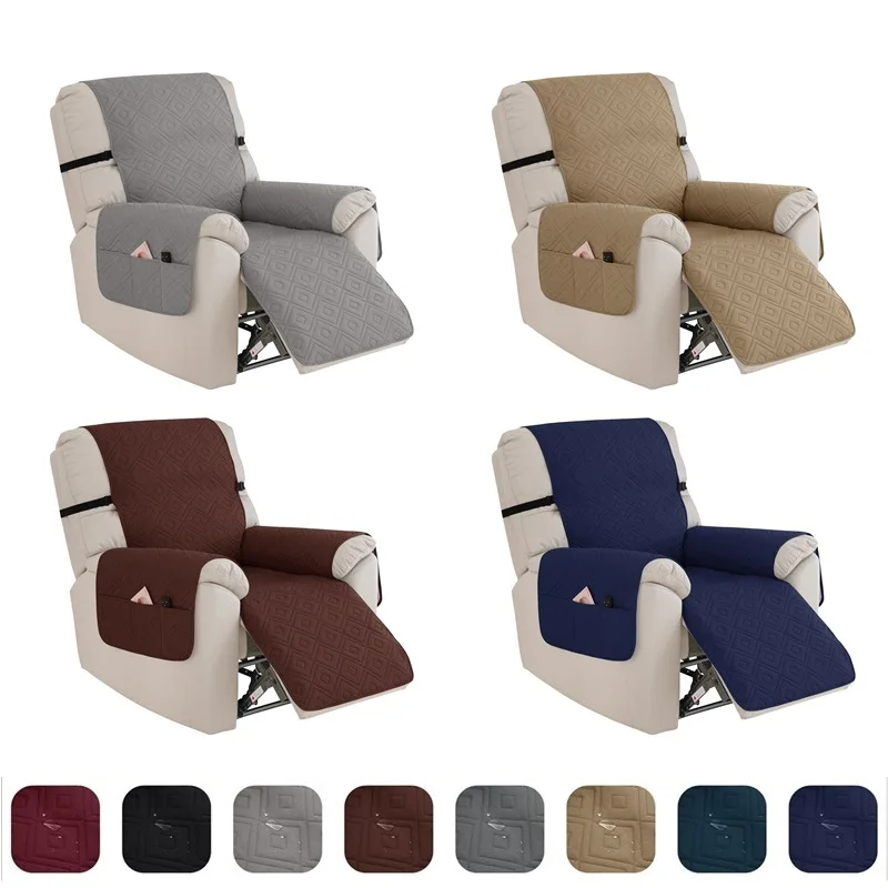 

1seater Anti-cat Scratch Recliner Cover Solid Color Quilted Armchair Slipcover Pet Kids Accent Couch Cushion Living Room Hotel