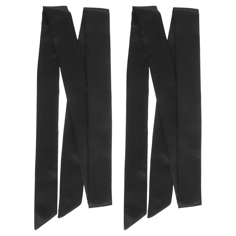 

2Pcs Black Satin Silk Belt Bow Tie Waist Sash Women Adjustable Elegant Formal Dress Wedding Evening Bag Handle Wraps Scarf