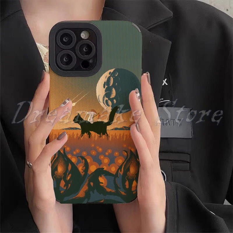 الخيال العلمي القط والفطر الحالات الهاتف آيفون 11 حالة 14 برو ماكس 15 16 برو ماكس آيفون حالة آيفون 13 #2