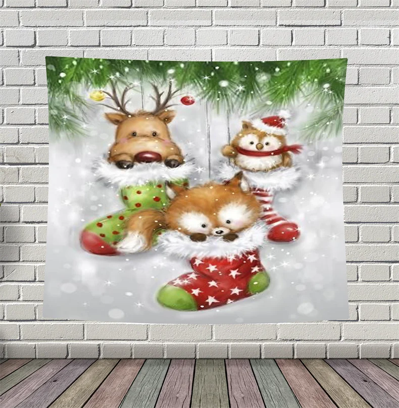 

Christmas Cartoon Snowman Tapestry Wall Hanging Decoration Bedroom Living Room Photo Background Holiday Celebration Child