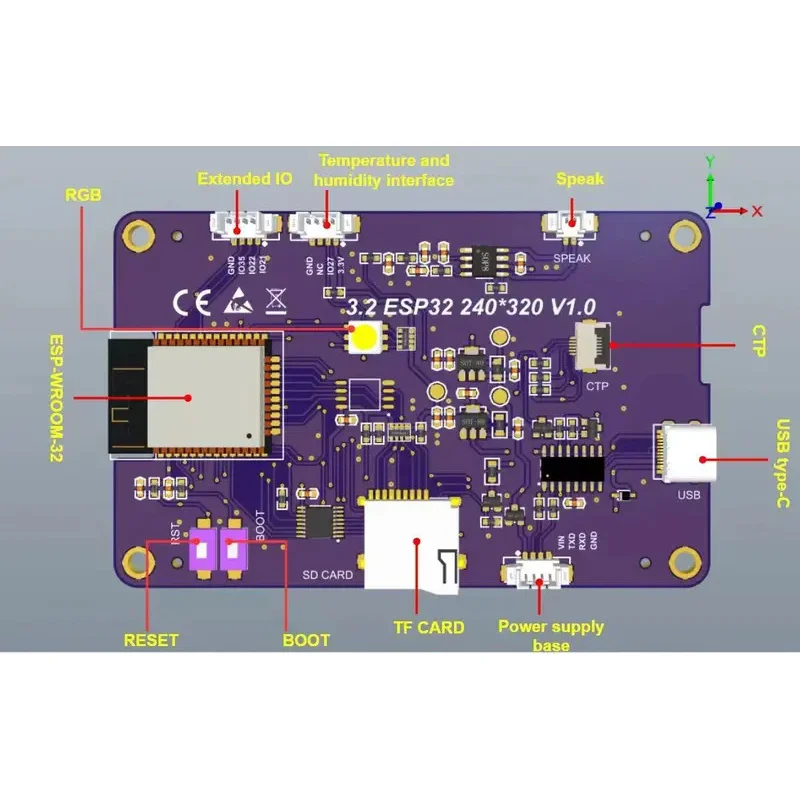 3.2 inch Capacitive ESP32 development board intelligent display screen WiFi Bluetooth MCU TFT module 240*320 touch screen LVGL