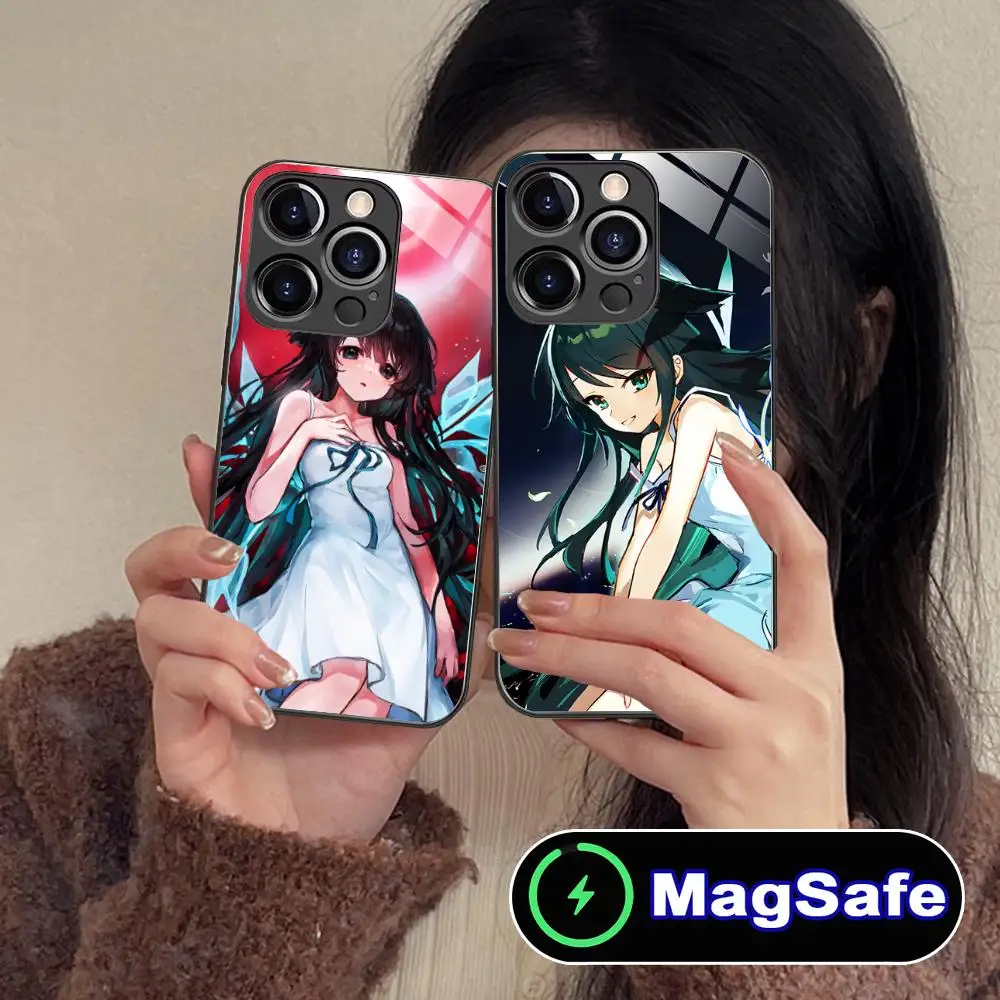 Saya no Uta حافظة هاتف محمول لهاتف آيفون 17 16 15 14 13 12 11 Pro Max Plus Mini MagSafe غطاء زجاجي ملون للهواتف المحمولة جميلة