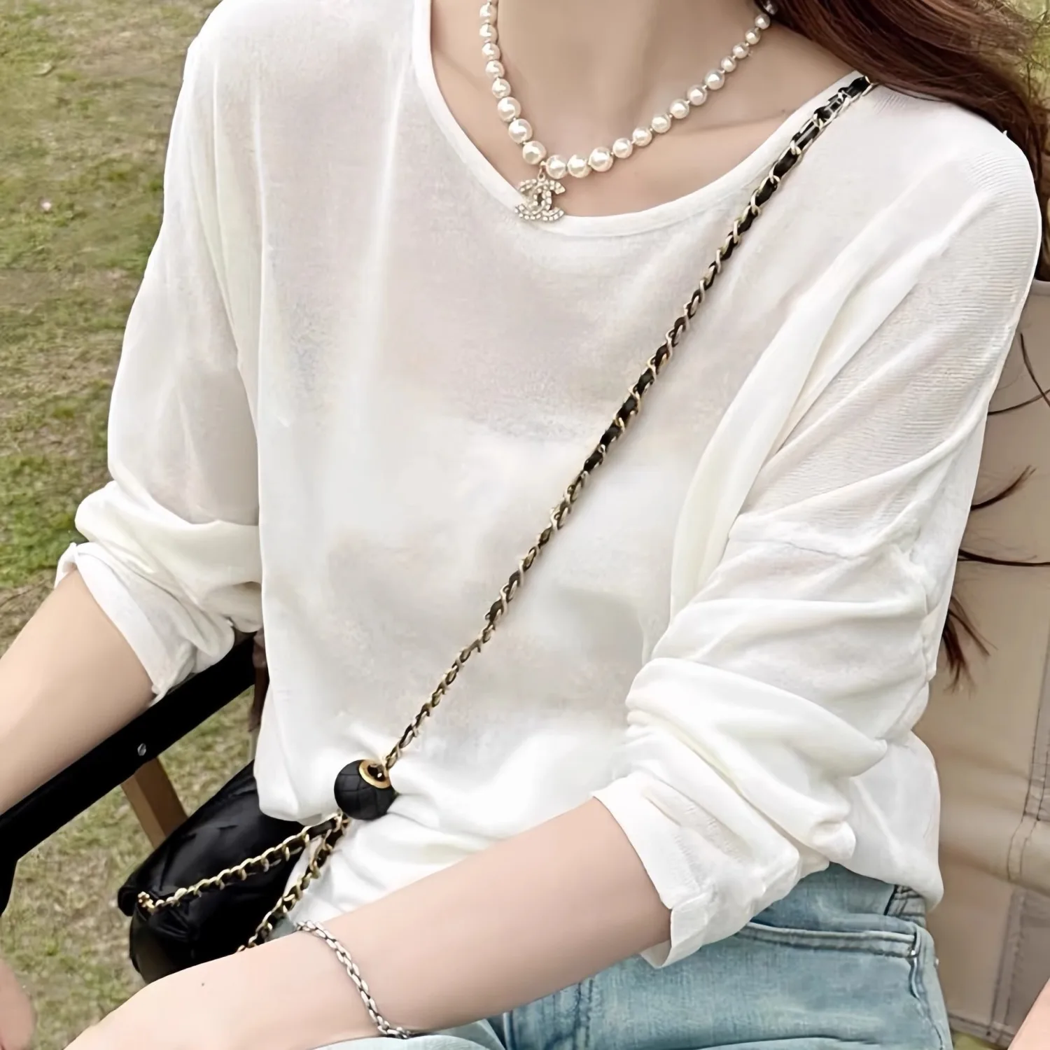 Camisetas de manga larga para mujer, Tops minimalistas de algodón, ajuste relajado, tela suave, cómoda, de gran tamaño, ropa de calle Retro diaria de primavera