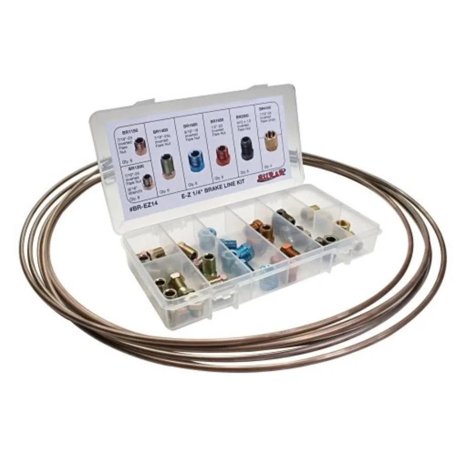 

BREZ14 Brake Line Replacement Kit for HighPerformance Vehicle Braking Systems with CorrosionResistant Stainless Steel Tubing an