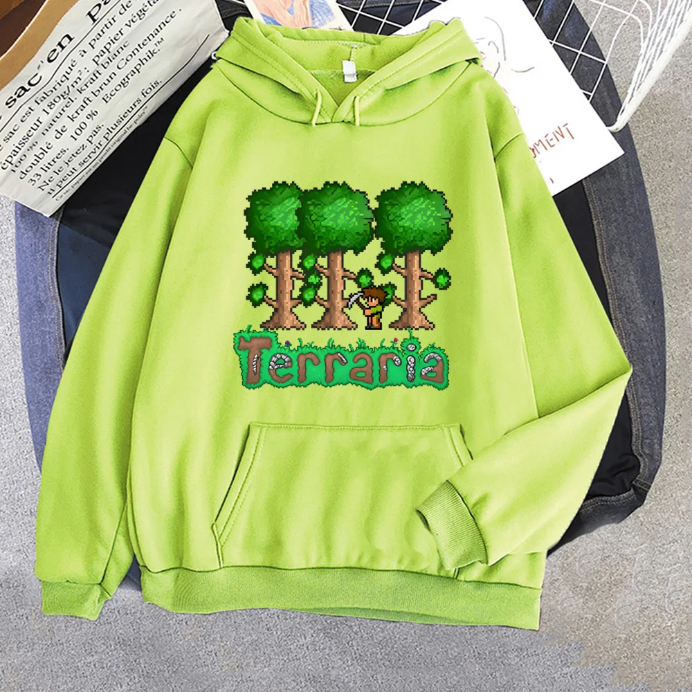 2026new terraria logotipo hoodie pixel estilo jogo de alta qualidade grunge manga longa camisolas roupas confortáveis pullovers com capuz