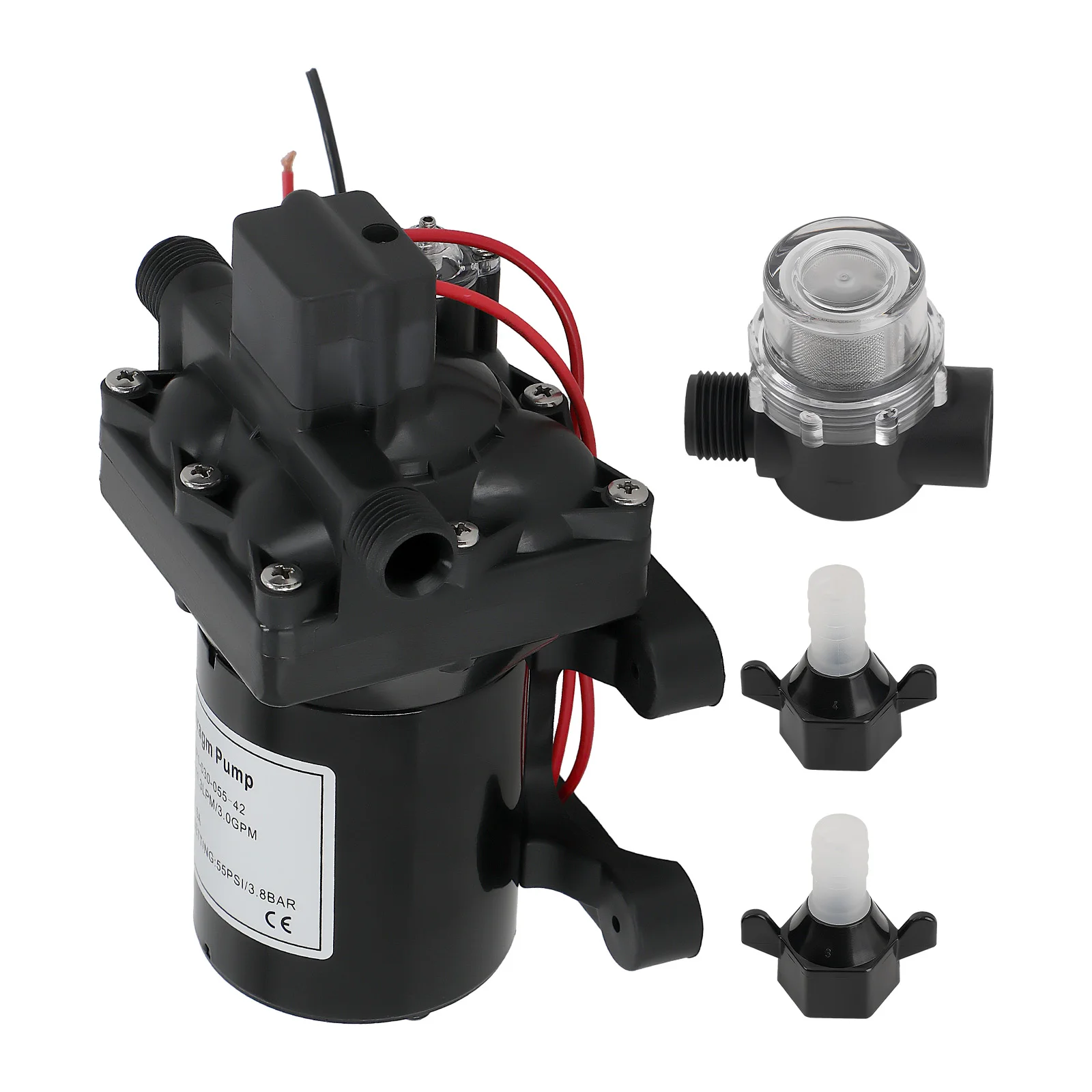 

Water Pump 3.0 GPM 12V 45 PSI+Strainer 7.5A for Camper/RV/Yacht for 4008-101-A65