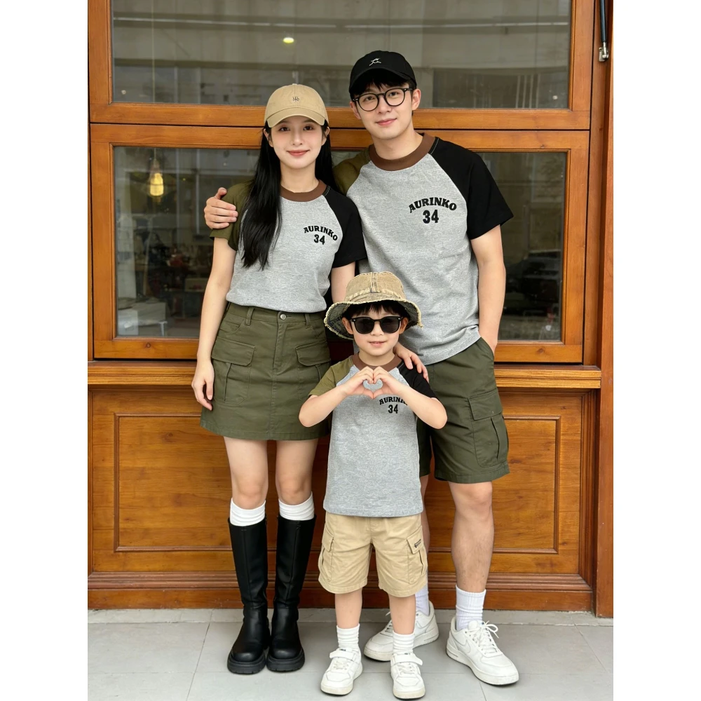 

Parent-child Cotton Short Sleeve T Shirts Summer Family Tee Shirt Father Mother and Daughter Son Matching Clothes Baby Bodysuit