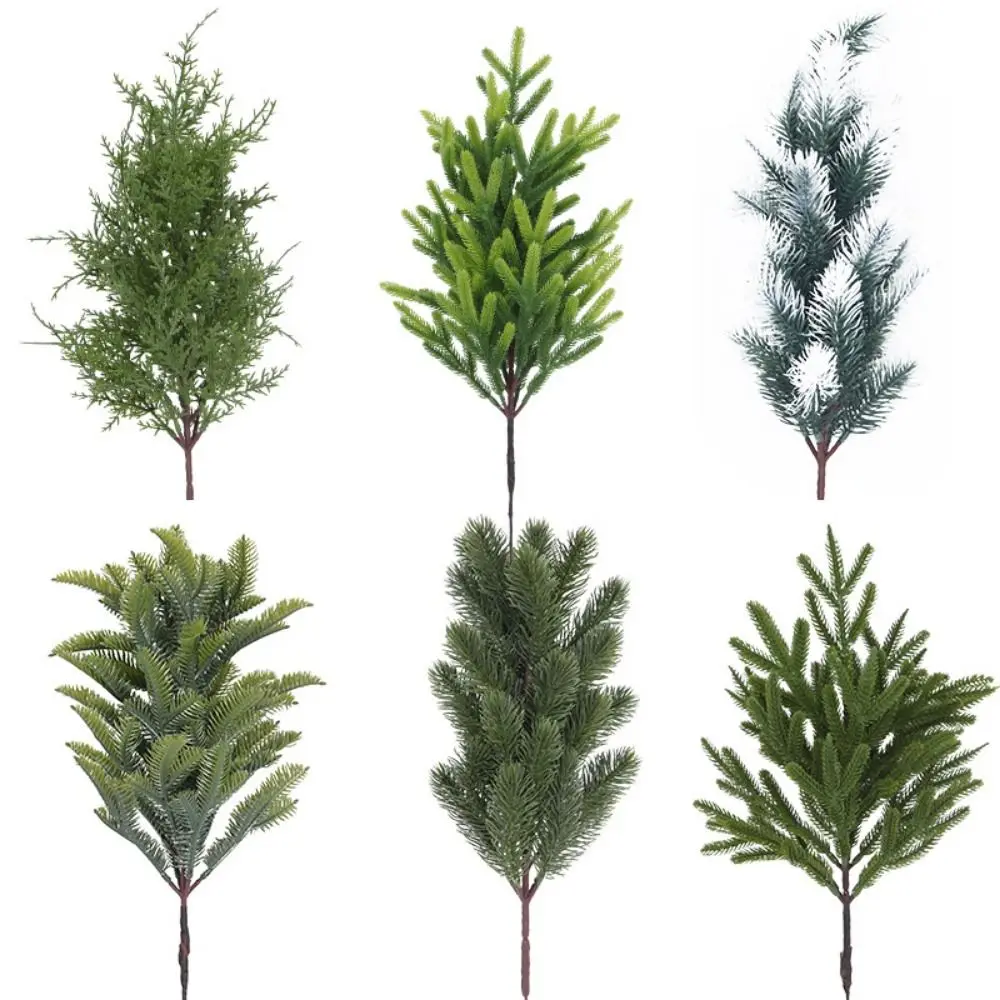 Green Artificial Pine Branch Christmas Tree Plastic Fake Cypress Leaves Home Decoration Festival Ornament Simulation Pine Needle