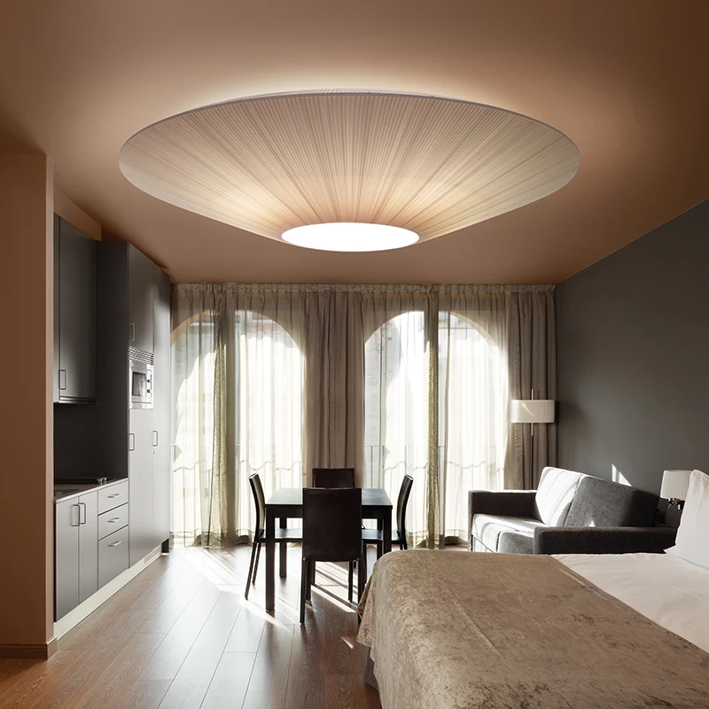 Wabi-Sabi Minimalistische LED-Deckenleuchten, Deckenlampe mit Stoffschirm, Pendelleuchten für Wohnzimmer, Esszimmer und Schlafzimmer