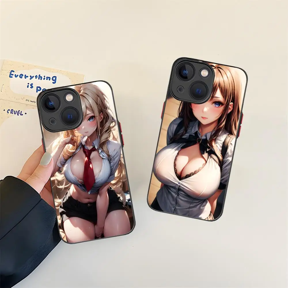 JK زي مدرسي فتاة جراب هاتف آيفون 16 15 14 13 12 11 X XR XS 8 7 Pro Max Plus غطاء حماية صغير اللون من السيليكون #3