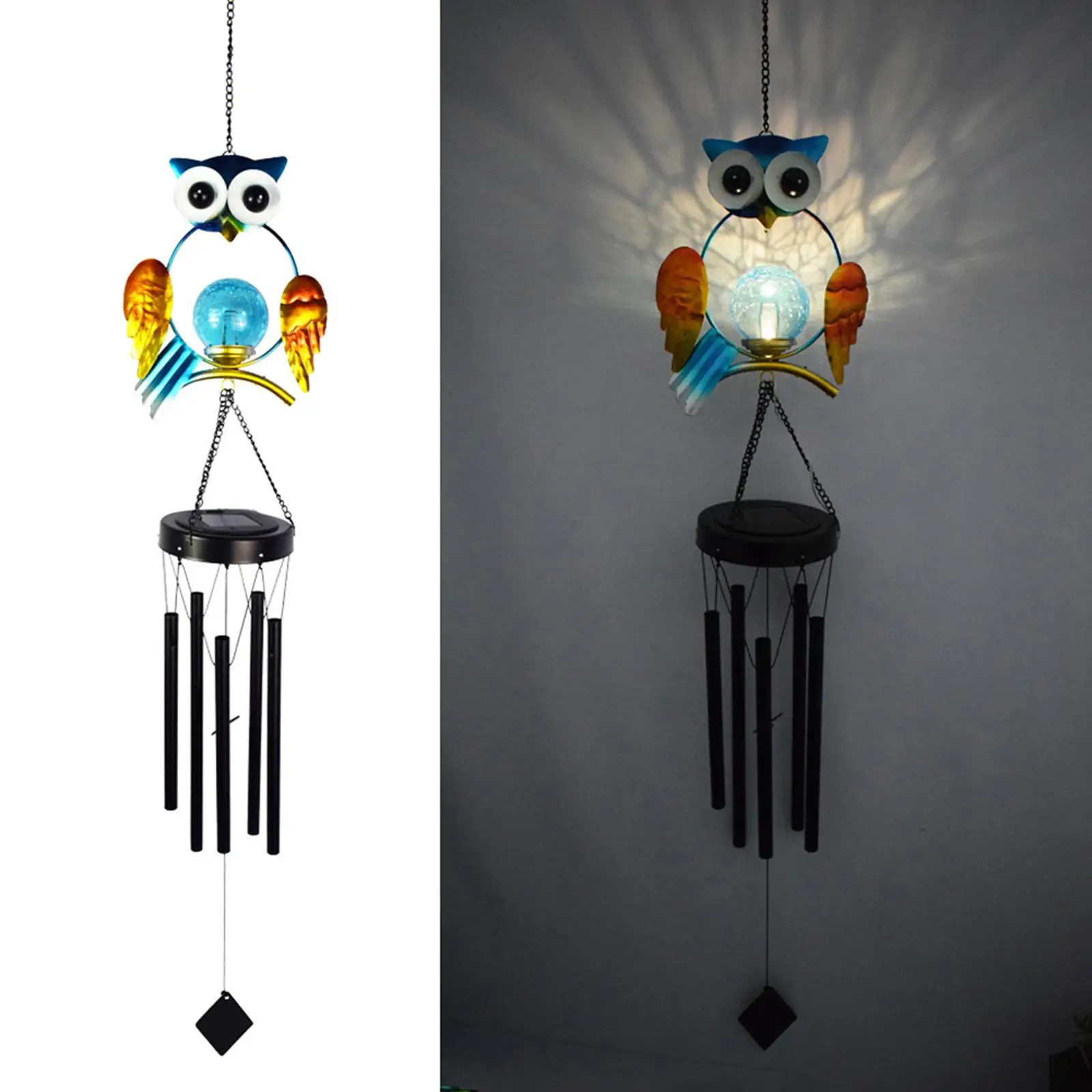 

Hanging Romantic Creative Owl Solar Wind Chime Home Garden Courtyard Landscape Decoration Art for Friends Thanksgiving Gift