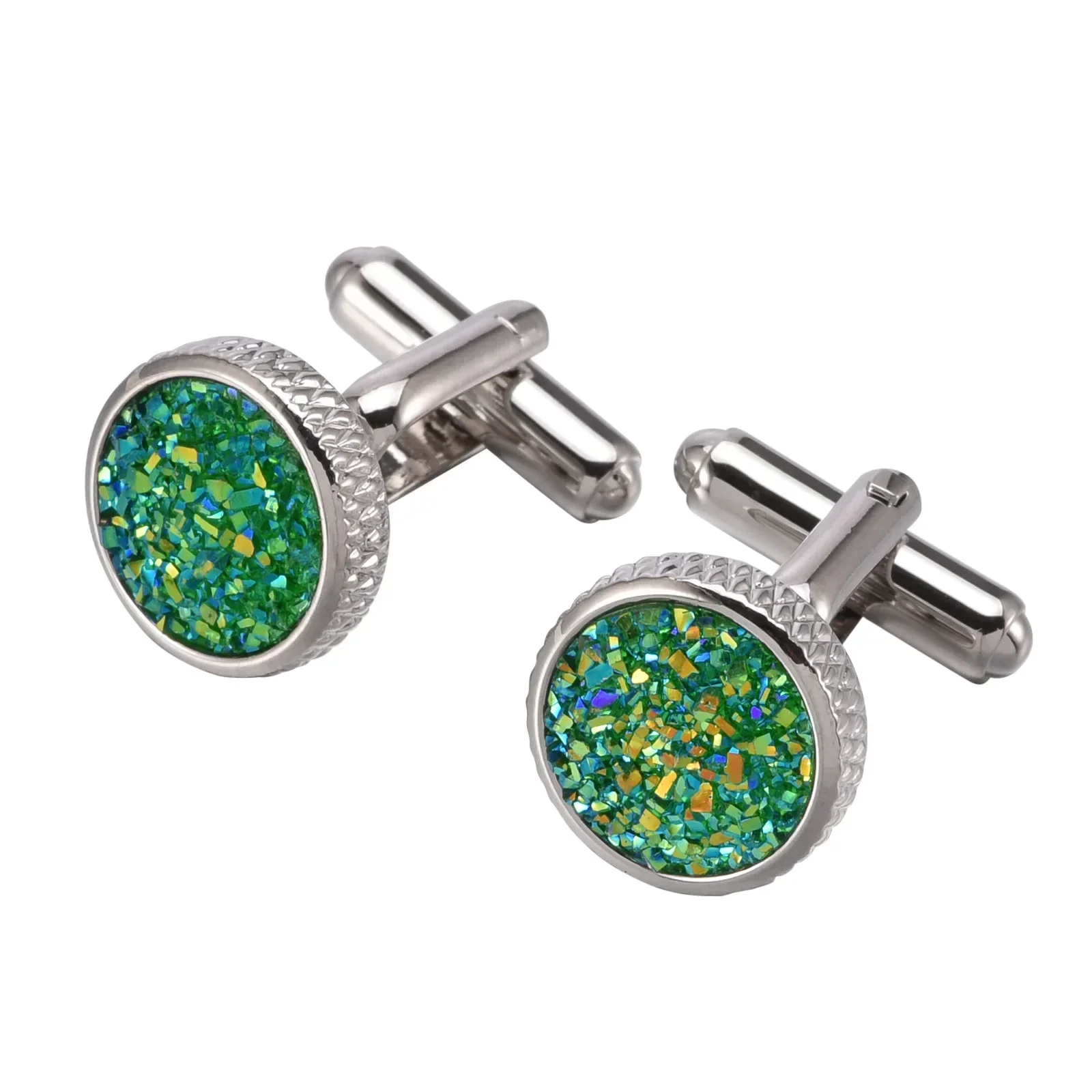 French Cufflinks สีดําสีเขียวทองสีคริสตัล Cuff Links แฟชั่นผู้ชายผู้หญิงใหม่อุปกรณ์จัดงานแต่งงาน