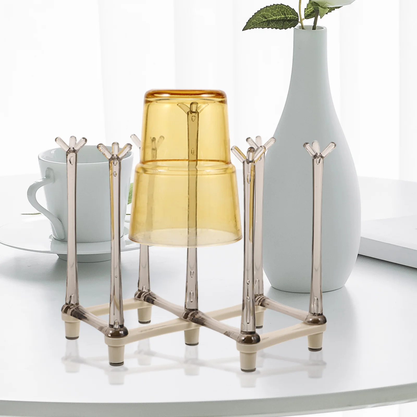 Выдвижная сушилка для чашек, современный держатель для кружки, кухонный органайзер, сушилка для кофейных чашек, компактная подставка для хранения