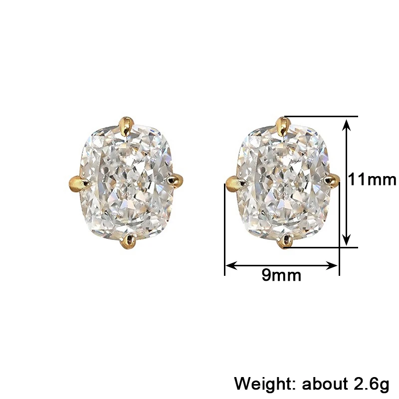 Huitan Women Stud Earrings Gold Color Inlaid Big White CZ Simple Style Party Daily Accessories Fashion Versatile Wedding Jewelry image 3