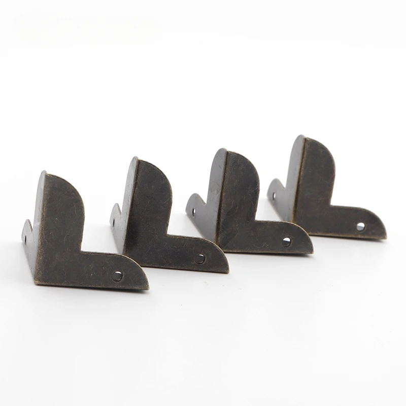 4pcs Luggage Case Box Corner Brackets Decorative Corner For Furniture Decoration Triangular Rattan Carved Bronze Tone 22*22*23mm