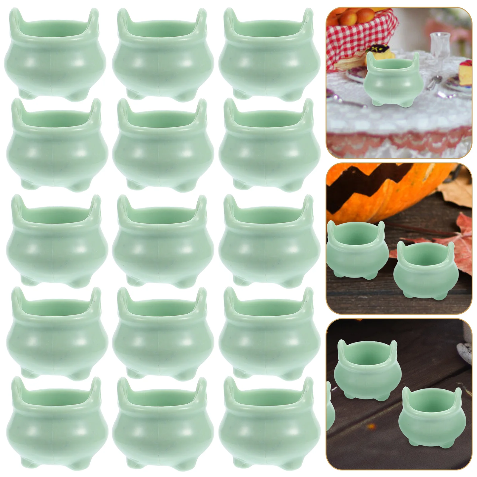 24 Pcs Micro Landscape House Decoration Large Pot Halloween Miniatures Toys Accessories Ornaments Stove Plastic Bulk