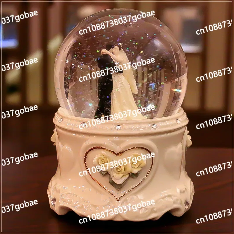 Bridal snowflake crystal ball music music box creativity for girls, wives and girlfriends wedding gifts