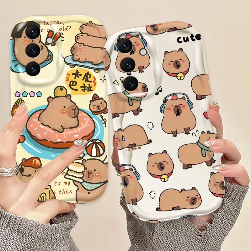 Cute Capybara Cartoon Animal For Samsung A55 A54 A53 A52 A35 A34 A33 A32 A25 A24 A23 A22 A21S A15 A13 A14 5G Wave Oil Soft