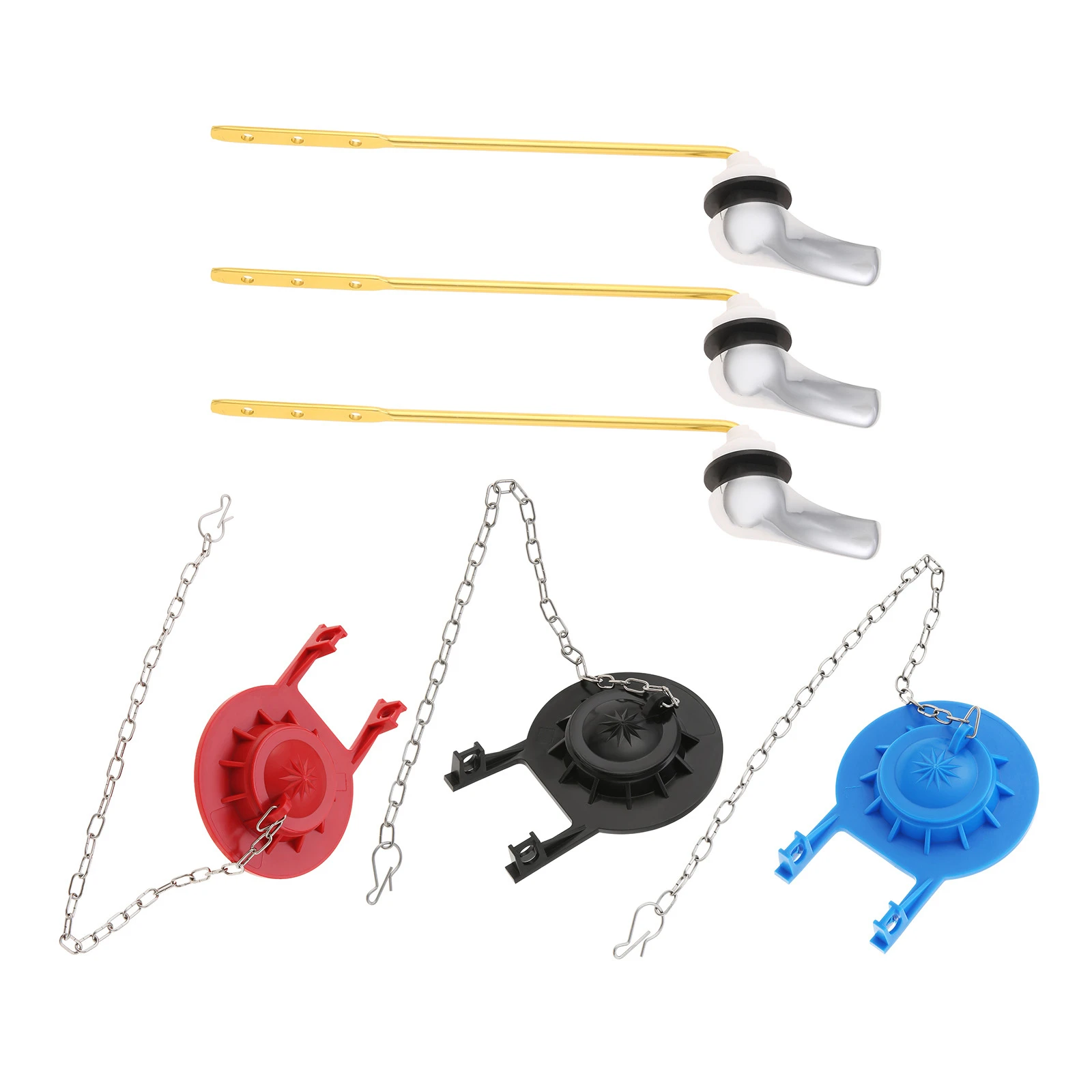 Universal Toilet Tank Handle Replacement Kit Front Mount with 2 Inch Flapper and Chain Toilet Trip Lever Handle Bathroom Repair