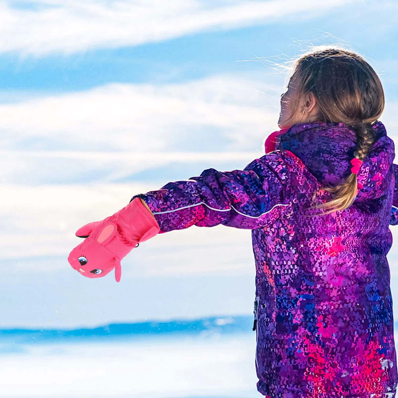1 par de guantes de esquí manoplas de nieve cálidos a prueba de viento guantes para deportes de invierno palma antideslizante para esquiar snowboard