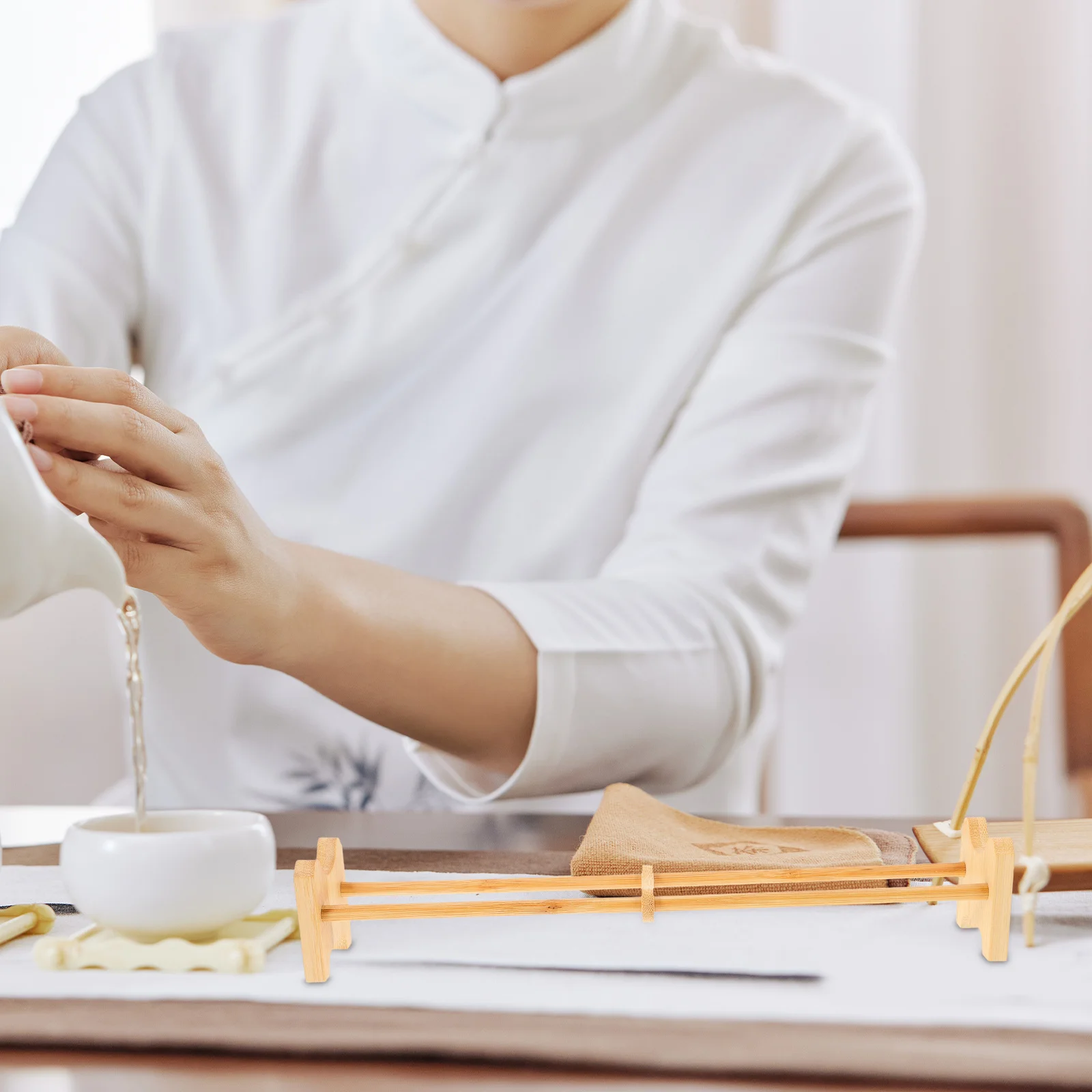 صينية حامل أكواب من الخيزران بتصميم موفر للمساحة لمجموعة رف تجفيف أطباق شجرة القدح الخشبي ومنظم الشاي #1