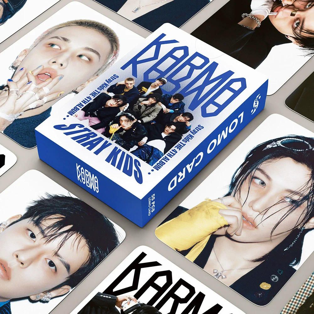 

55 шт. карточек Stray Kids из нового альбома KARMA, сувенирная продукция Skzoo, коллекционные карточки для фанатов, декоративные карточки, памятные ломо-карточки.