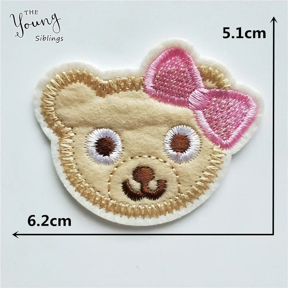 小さなクマの形をした粘着性のアイロンパッチ,ホットメルトステッカー,刺embroidery装飾,衣類装飾,卸売,1個