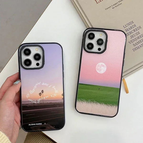 

Upgrade Acrylic Border Sunset Phone Case Cover for IPhone 11 12 13 14 15 16 Pro Max Case for IPhone 15 16 Pro Max