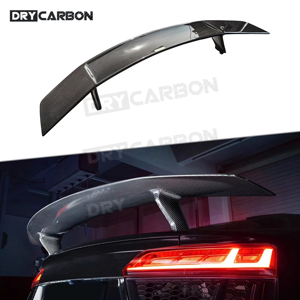 

For Audi R8 V8 V10 2017 2018 2019 2020 Dry Carbon Fiber Rear Boot Racing Spoiler FRP Black GT Wings Car Styling Body Kits