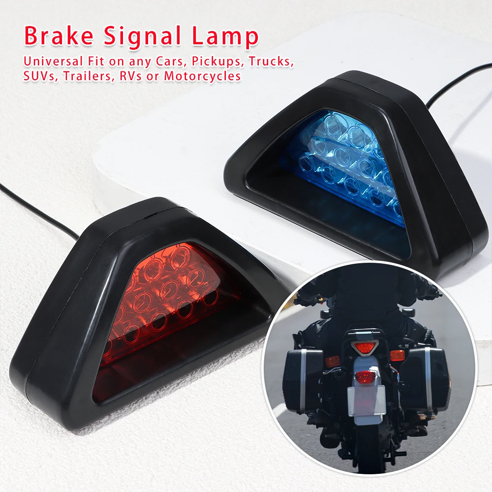 Universal Brake Signal Lamp F1 Style Triangle Sporty 12LED Rear Fog Light Tail Third Brake Lamp  DRL For JDM BBA