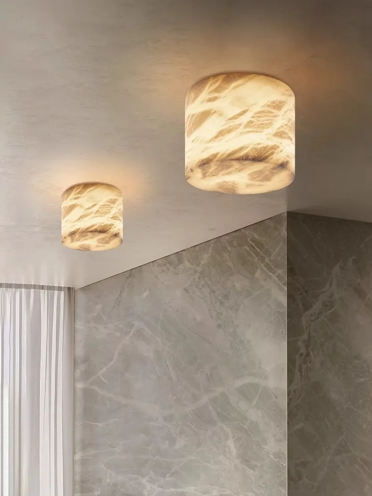 2025 New Design Modern Decoracion Hogar Small Marble Ceiling Lamp Led Spanish Marble Lustres For Bedroom Hallway