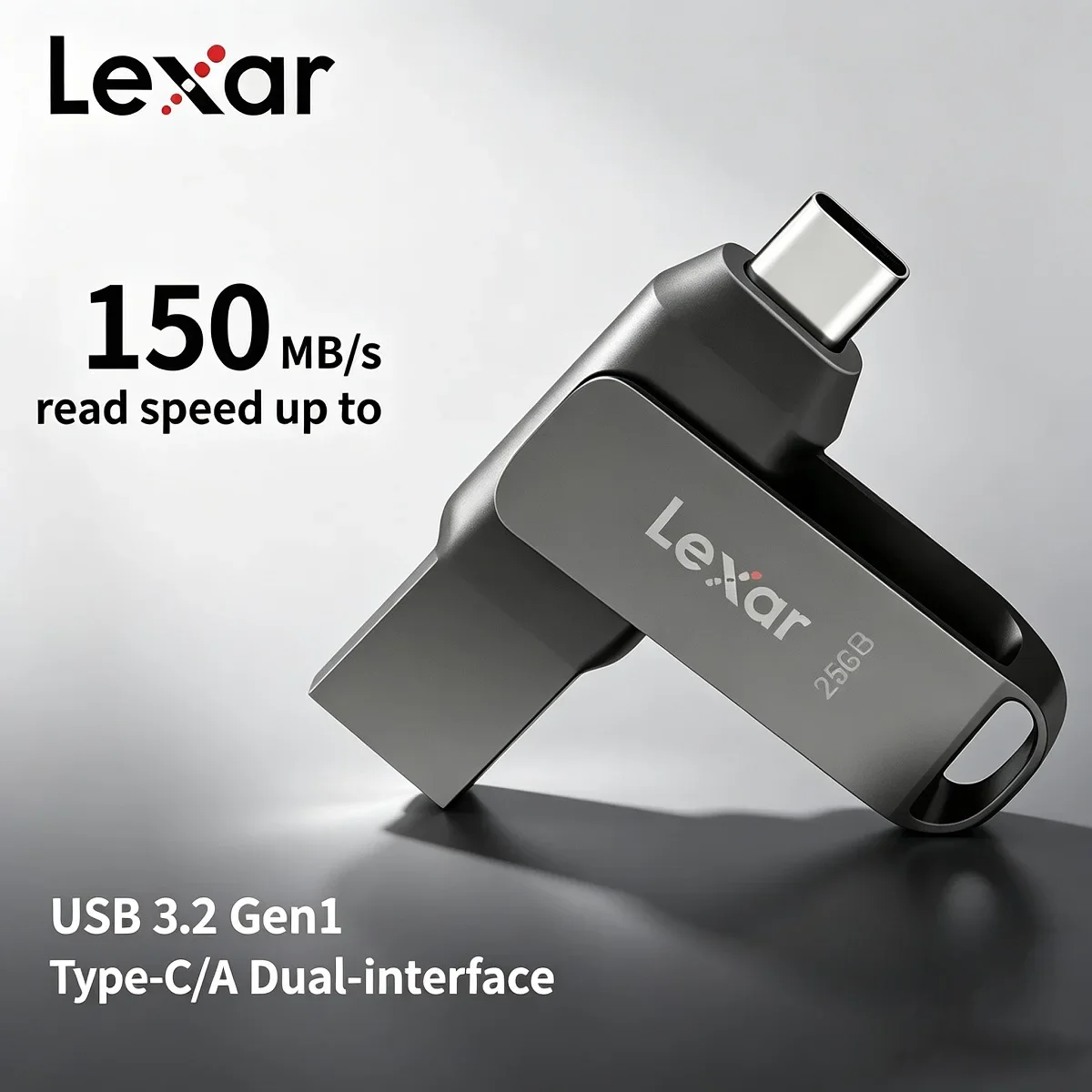 Lexar USB3.2 Type-C USB Flash Drive Original D400 256gb 128gb 64gb 32gb Up to 130Mb/s Pen Drive for Phone and Computer Pendrive