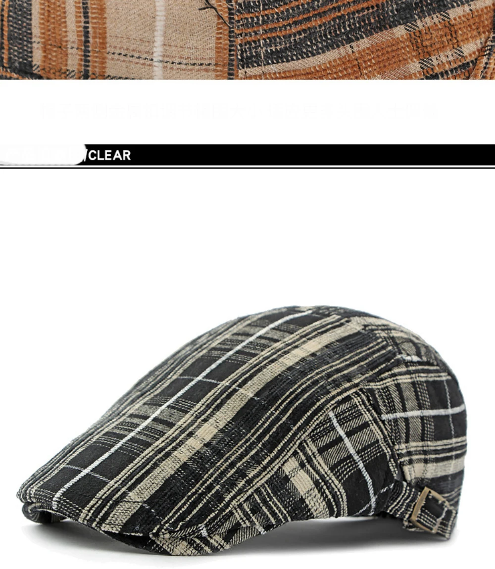 HT4316 Baskenmützen Warme Herbst-Winter-Baskenmützen für Männer und Frauen Künstler Maler Gestreifte Baskenmütze Männlich Weiblich Verstellbare Ivy-Flachmütze – Detail 14