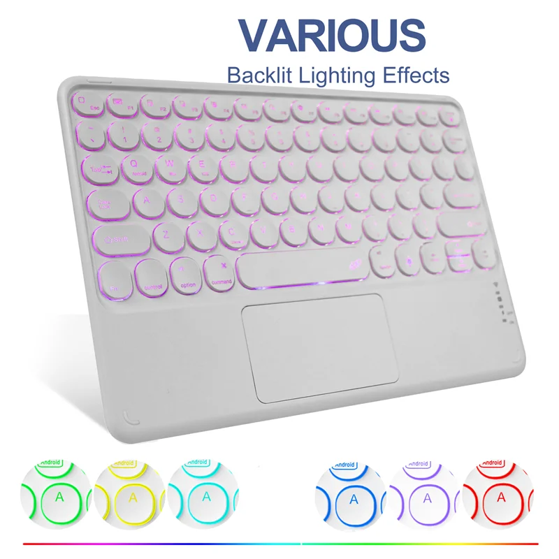 

Bluetooth Keyboard With Touchpad Silent Gaming Wireless Touch Keyboard Mini RGB Backlit Keyboard For iPad IOS Android Windows PC