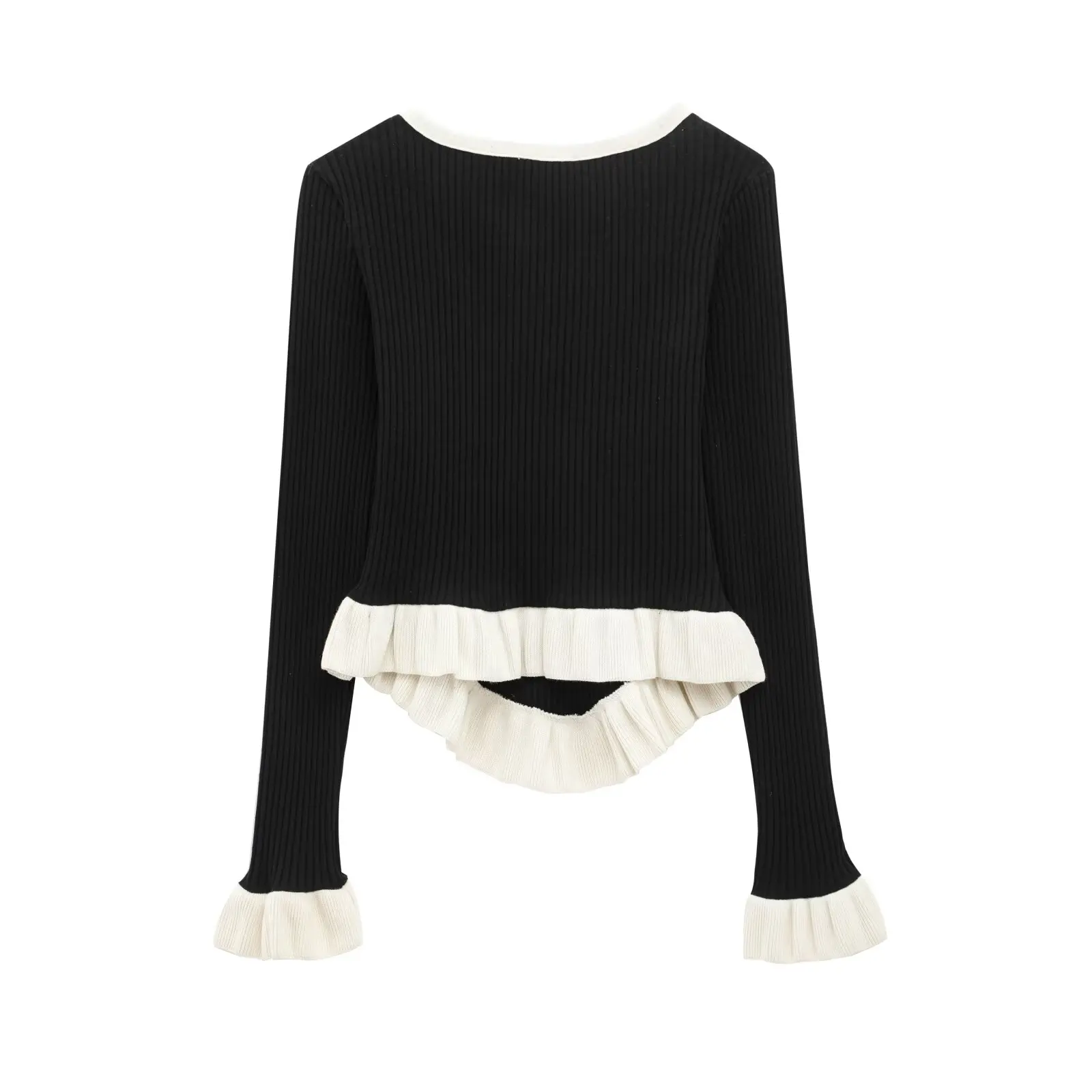 

ZBZA Faionable Striped Knitwear Women's Spring New Sle Decorative Layered Vertical Stripe Knitted Sweater Commute Sle S...