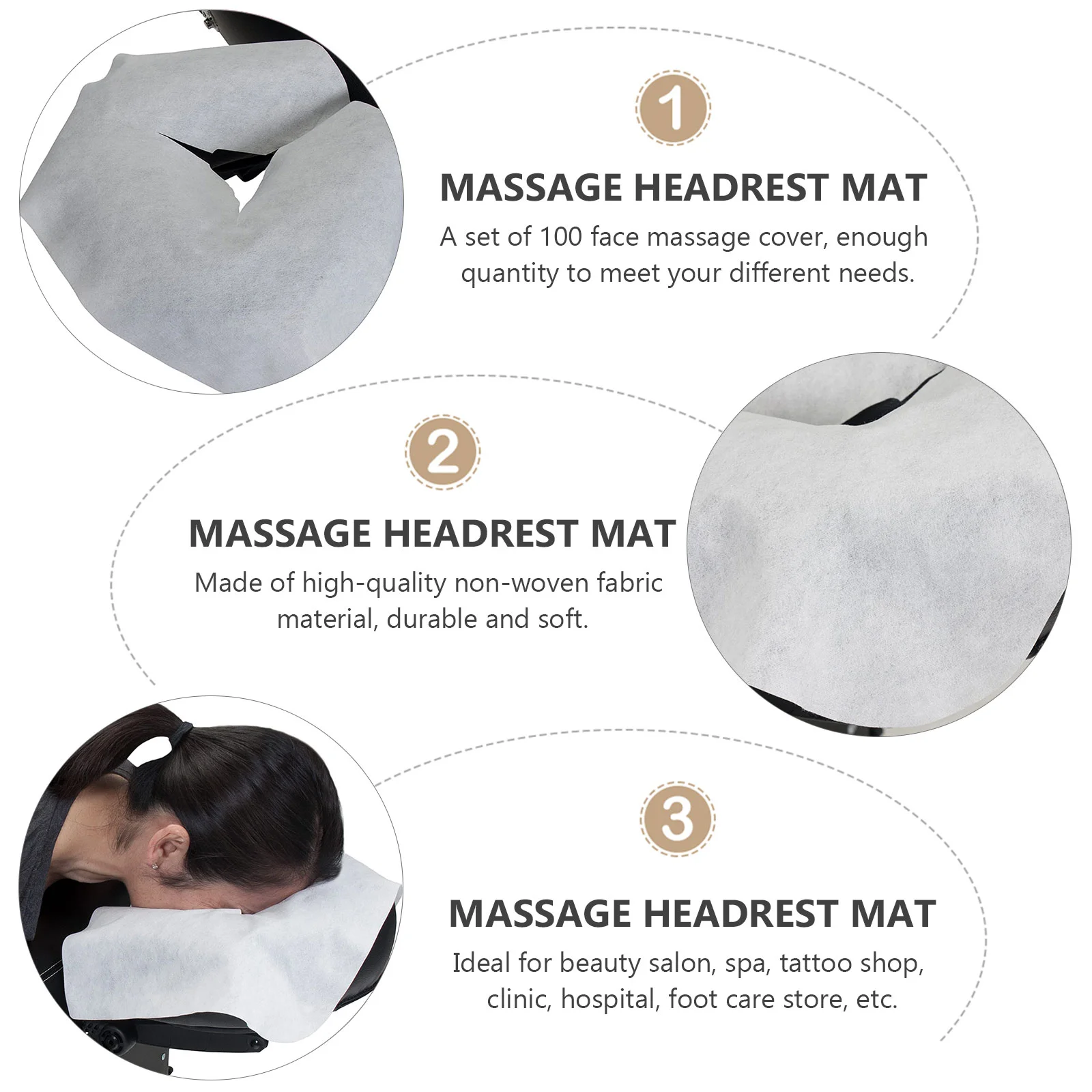 100 Pcs Body Pillow Cover Massage Headrest Mat Face Cushion Portable Chair Pad Bedspread