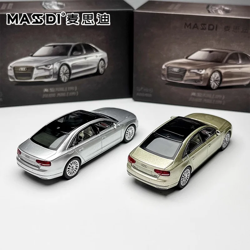 New Masdi 1:64 Audi A8l D4 2021 Simulation Alloy Miniature Diecasting Car Model Customized Toy Play Vehicle Collectible Ornament