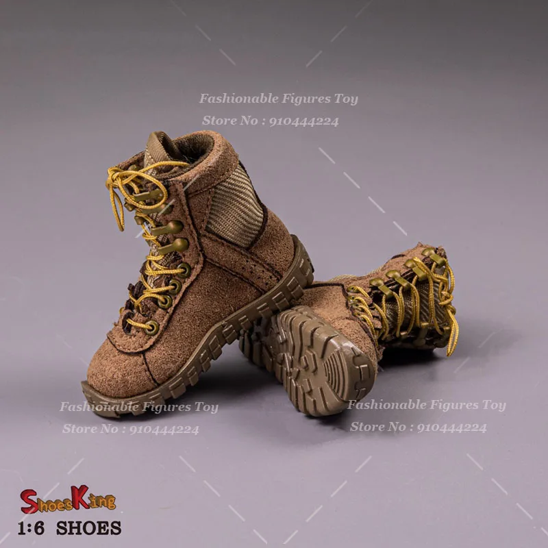 SK012 1/6 Męskie Buty Żołnierskie Ręcznie Robione Pustynne Wojskowe Buty Bojowe Piaskowe Sznurowane Ażurowe Buty Pasują na 12-calową Figurkę Model