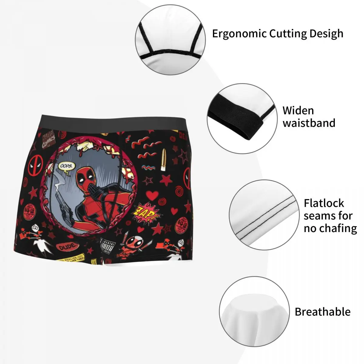 Man Boxer Briefs Deadpool Collage Poster Boxers Pants Novelty Underpants Cartoon Anime Cool