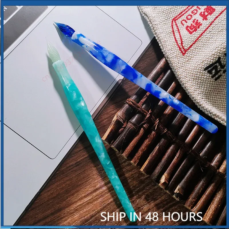 For MOONMAN N12 Pattern Resin Glass Dip & Fountain Pen Dual Use Hand Lettering Journal Color Ink Testing Pen