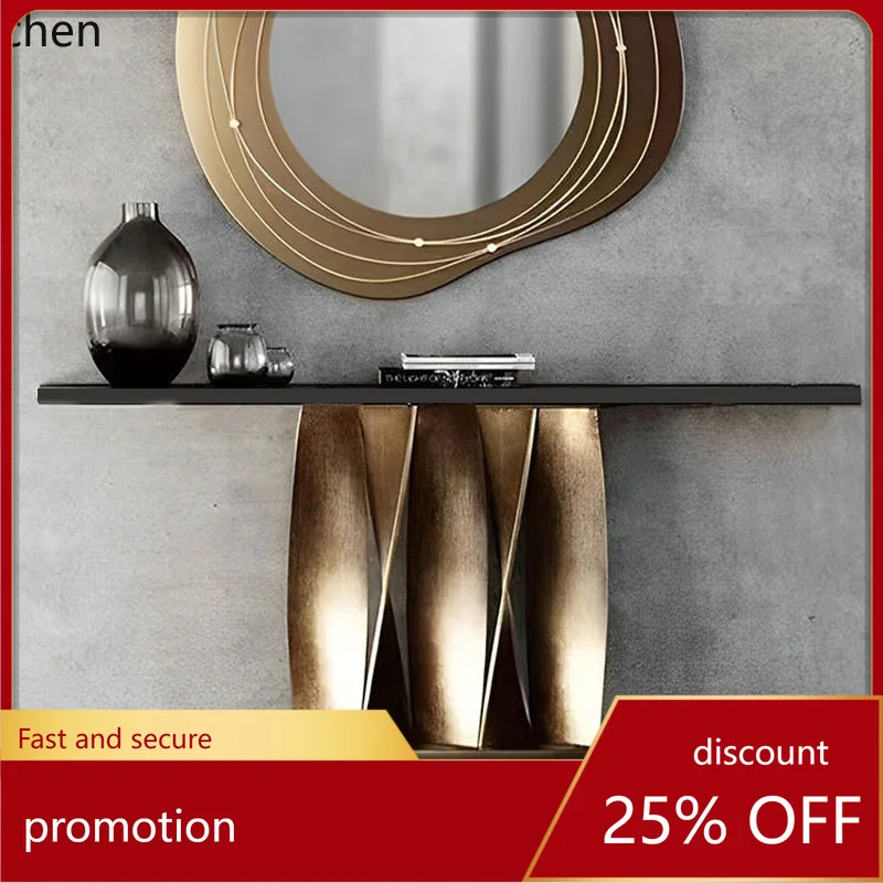 

CZ Table for Living Room, Opposite Door, Wall-Mounted End View Table, Creative Simple Stainless Steel Entryway Table for Hallway