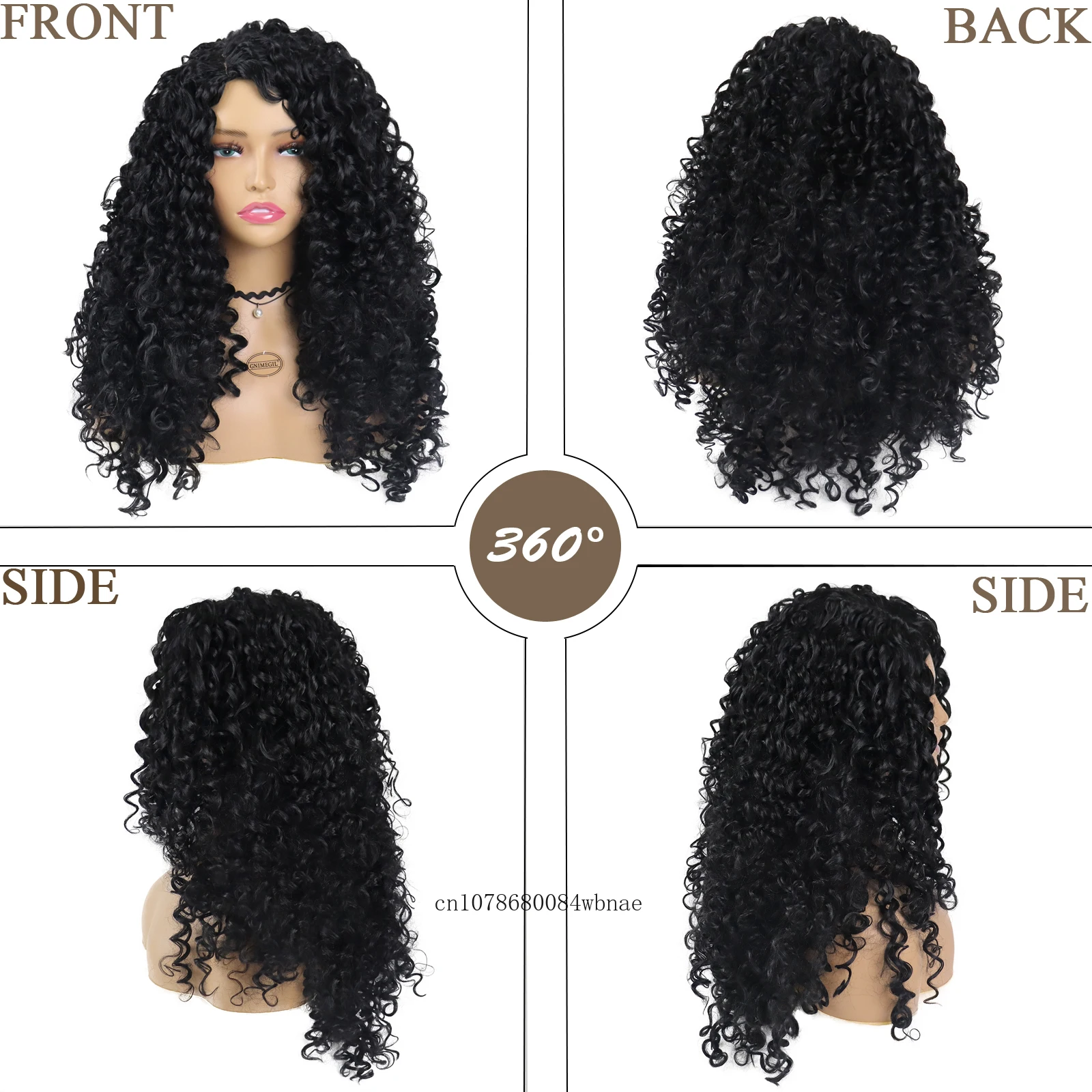 Synthetic 23 Inch Middle Part Long Curly Wigs for Black Women Loose Deep Wave Wig Natural Crimps Curls Hair Replacement Wigs