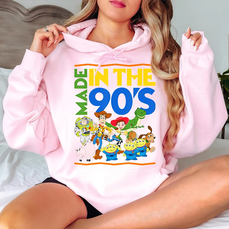 Disney Toy Story 90s Printed Women's Hoodie Casual Sports Sweater Loose Top Personalized Women's Clothing