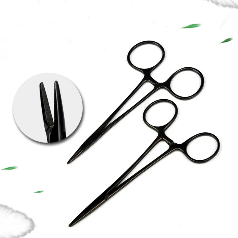 Porcelain Black Handle Insert Needle Holder Double Eyelid Embedding Needle Holder