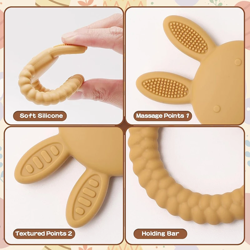 

Easter Baby Teething Toys Bunny Teether Baby Easter Gift Basket Decorations Easy Clean Ring