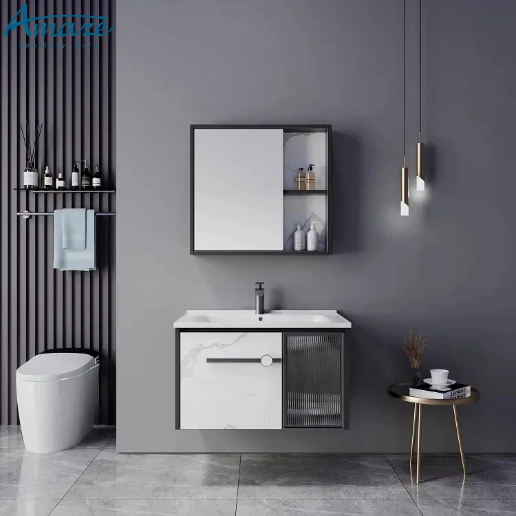 Chaozhou Factory High Quality Modern Design Wall Mounted Ceramic Basin Bathroom Vanity Cabinet With Mirror