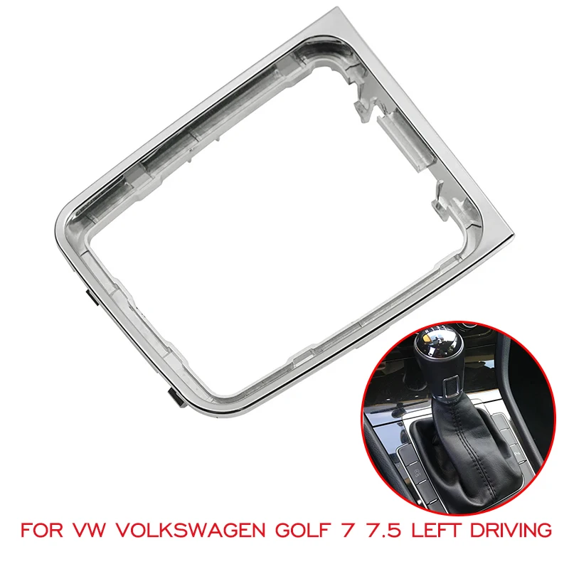 Manual Car Gear Shift Knob Lever Shifter Frame Bracket Chrome Circle For Volkswagen VW Manual Golf 7 7.5 Golf R Left Driving