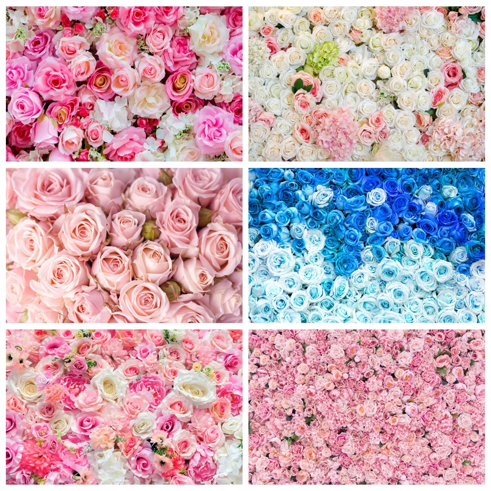 Floral Flower Wall Wedding Backdrop for Photography Bride Baby Shower Birthday White Rose Ceremony Background Decor Photo Studio